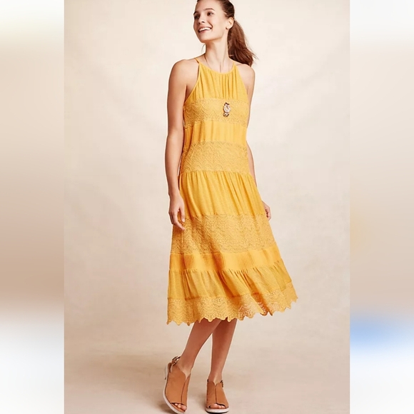 Anthropologie HD InParis Vallanella Dress In Marigold Yellow Size XS $250 - Picture 5 of 11